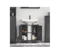 SoBuy Meuble sous-lavabo FRG237-II-DG – Étagères ajustables, résistant à l'humidité, Gris 60x35x58cm