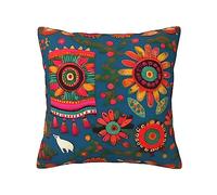 FRGMNT Housses de coussin décoratives imprimées bohème d'art populaire mexicain, housses de coussin carrées douces - parfaites pour canapé, salon, décoration saisonnière