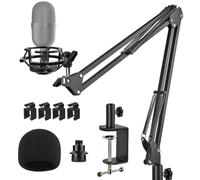 Frgyee Support de microphone à bras en ciseaux avec filtre anti-pop en mousse, pince très résistante pour micro Razer Seiren Mini USB