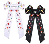 FRI-YAY Lot de 2 nœuds à cheveux pour enseignant - Accessoires pour femme - Pour la rentrée scolaire - Pinces à cheveux - Grand nœud à cheveux - Nœuds à strass - Rubans pour cheveux - Cadeaux