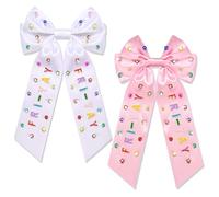 FRI-YAY Lot de 2 nœuds à cheveux pour enseignant - Accessoires pour femme - Pour la rentrée scolaire - Pinces à cheveux - Grand nœud à cheveux - Nœuds à strass - Rubans pour cheveux - Cadeaux