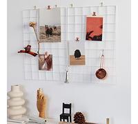 FRIADE Lot de 2 grilles murales pour Affichage Photo Organiseur Mural 5 Clips métalliques 3 Crochets en S 4 Clous 4 Boucles de Suspension en Plastique et 4 vis offertes Taille 445 x 30 cm Blanc