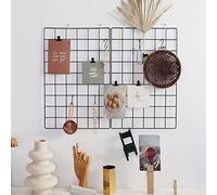 FRIADE Lot de 2 panneaux muraux pour affichage de photos, organiseur de rangement mural, 5 clips métalliques, 3 crochets en S, 4 clous et 4 boucles de suspension en plastique et 4 vis offertes, taille