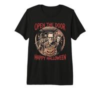 Friandise Open The Door Happy Halloween Monsters T-Shirt Haut de Gamme
