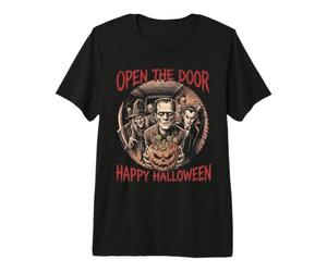 Friandise Open The Door Happy Halloween Monsters T-Shirt Haut de Gamme