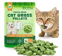 Friandises Lyophilisées à l'herbe à Chat 80g - Croquettes Naturelles au Poulet et Huile de Poisson, Aide à la Digestion, Réduction des Boules de Poils et Soin Dentaire, sans Additifs