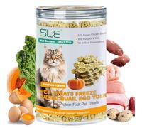 Friandises Lyophilisées pour Animaux de Compagnie, Goût Jaune d'Oeuf de Caille & Citrouille, Riches en Protéines, 57% de Blanc de Poulet Congelé, Jaune d'œuf de caille lyophilisé pour Chats et Chie