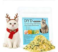 Friandises Lyophilisées pour Chat avec Herbe à Chat et Jaune d'Œuf - Souffle de Poulet 65g | Riche en Protéines ≥45% | Aide à Éliminer Les Boules de Poils | Snack Sain pour Chats et Chiens