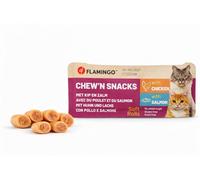 friandises pour Chat - Flamingo Chew'n Snack Rolls Poulet & Saumon - 10 g - Riche en protéines - avec Taurine - Vitamine E - sans Gluten - sans céréales - sans sucres ajoutés