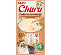 Friandises pour chat saveur poulet et saumon INABA Churu 4x14g