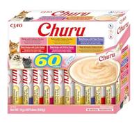 Friandises pour Chats - INABA - Churu - Purée de Thon - Texture Lisse - Lot de 60 Tubes