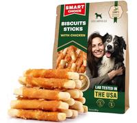 Friandises pour chien - Bâtonnets de biscuits enveloppés de poulet de qualité humaine - 300 g - Snacks séchés naturels en cuir brut - Sans céréales - Longue durée - Pour chiens de grande et petite