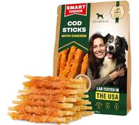 Friandises pour chien - Bâtons torsadés de morue enveloppés dans du poulet, 300 g - Entièrement naturels, sans cuir brut, sans céréales, à mâcher longue durée pour grands et petits chiens - Favorise