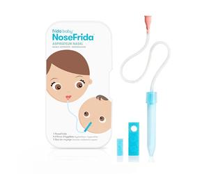 Frida Baby NoseFrida Le SnotSucker Kit avec étui de voyage : aspirateur nasal pour bébé, mouche-bébé NoseFrida + 4 filtres hygiéniques