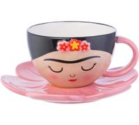 Sass & Belle – Tasse avec effigie de Frida et soucoupe en forme de fleur