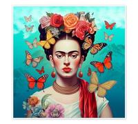 Frida Kahlo and Flying Butterflies Poster de Mark Ashkenazi 40 x 40 cm Déco colorée Tableaux Décoration murale
