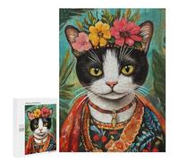 Frida Kahlo Cat Art Print Puzzle 1000 Pièces Educa Jouet en Bois Cadeau Unique Décoration Intérieure Jeu Éducatif Challenge Toy Adultes Et Enfants À Partir De 14 Ans 500 PCS