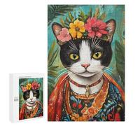 Frida Kahlo Cat Art Print Puzzle 1000 Pièces Educa Jouet en Bois Cadeau Unique Décoration Intérieure Jeu Éducatif Challenge Toy Adultes Et Enfants À Partir De 14 Ans 1000 PCS