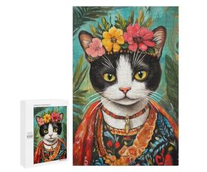 Frida Kahlo Cat Art Print Puzzle 1000 Pièces Educa Jouet en Bois Cadeau Unique Décoration Intérieure Jeu Éducatif Challenge Toy Adultes Et Enfants À Partir De 14 Ans 1000 PCS
