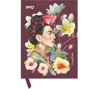 Frida Kahlo Diary 2027: Buchkalender 16x22 cm - Wochenplaner mit Magnetverschluss, Lesebändchen, internationeln Feiertagen & Tasche für Visitenkarten, für Beruf, Schule & Alltag