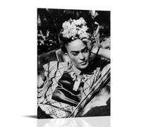 Frida Kahlo Impression d'art mural peinture affiche noir et blanc art femme véritable photographie poster décoration d'intérieur art mural à suspendre photo impression peinture cadre chambre 30,5 x