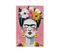 Frida Kahlo Impressions murales Peintures Poster Fond Rose Portrait Peinture Colorée Portrait de Frida Kahlo Décoration d'intérieur Art mural à suspendre Photo Imprimée Peinture décorative Chambre
