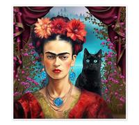 Frida Kahlo with the Cat Poster de Mark Ashkenazi 20 x 20 cm Déco colorée Tableaux Décoration murale