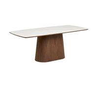 Frida table de salle à manger plateau de table céramique blanc, brun foncé.