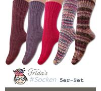 Frida's Chaussettes 5er-Set # Rose Pourpre Taille 36-40 5 Paire Tricoté de Laine