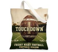 Friday Evening Football Theme Autumn Canvas Tote Bag 33 x 38 cm, marron, 13x15 Inch