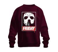 Friday Masque de hockey Jason Vendredi des 13 Horreur Rétro Grunge Sang Unisexe Sweat-shirt Pull, bordeaux, 3XL