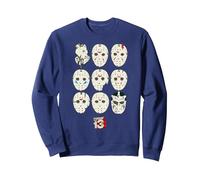 Friday The 13th Jason Masks Sweatshirt, Unisexe pour Adultes, Bleu Marine, M