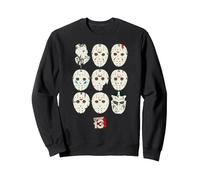 Friday The 13th Jason Masks Sweatshirt, Unisexe pour Adultes, Noir, L