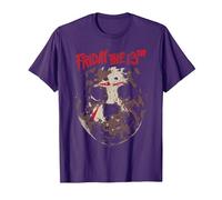 Friday The 13Th Jason Rough Mask T-Shirt, Homme, Violet, XXL