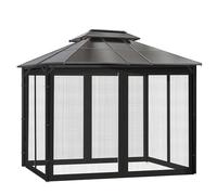 frides Moustiquaire pour pergola 3 x 3 m, 4 Panneaux Protection moustiques Insectes pour Pavillon avec Fermeture à glissière Attaches Velcro(Noir,10x10ft)