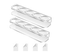 Fridge Bottle Organizer, Acrylic Vial Rack, 2-Pack Space-Saving 5-Slot Transparent Storage Tray with Adhesive for Secure Mounting, 5.91x1.38x0.98 inches, 80g