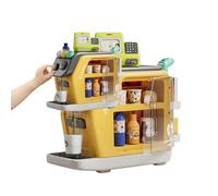 Fridge Coffee Machine Toys Set, Pretend Shopping with Cash Register and Accessories, Refrigerator Role Play Toy, Perfect for Kids, Boys and Girls, Educational Gift for