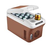 fridge Réfrigérateur de Voiture électrique, 15L Compact glacière et Chauffe, connecté à Une Allume-Cigare 12V / 24V ou à Une Prise 220V, Marron