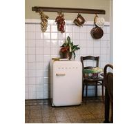 FRIDGE RETRO 107L - Réfrigérateur Rétro Blanc Cassé & Bois