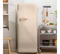 CREATE / RETRO FRIDGE 150 ROSE GOLD/Réfrigérateur sable avec poignée or rose et congélateur 281L / 102W, faible consommation, 150 cm, 3 étagères, régulateur de température, 60x60x150 cm