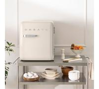 FRIDGE RETRO 48L - Réfrigérateur Rétro Blanc Cassé & Argent