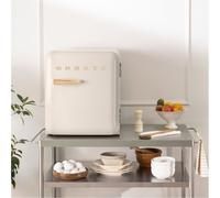 FRIDGE RETRO 48L - Réfrigérateur Rétro Blanc Cassé & Or