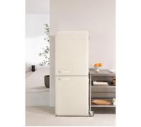 CREATE – Réfrigérateur combiné RETRO COMBI 185 – 401L NoFrost, 3 étagères 2 tiroirs – Blanc cassé
