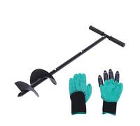 Fridgestea Mèche manuelle avec spirale de 15 cm | Foret hélicoïdal manuel & foret de jardin pour sol meuble | Avec gants et barres d'extension | Idéal pour planter et parasols de plage