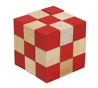 Fridolin - 17422 - Puzzle - Mini Casse Tête Cube en Bois - Rouge