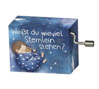 Fridolin Boîte à musique avec inscription « Du wieviel Sternlein Stehen, Kinderlied »