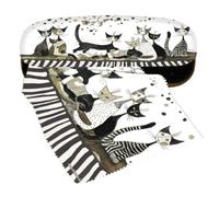 Fridolin Étui à lunettes rigide avec chiffon de nettoyage pour lunettes, motif de chats sépia dessiné par Rosina Wachtmeister