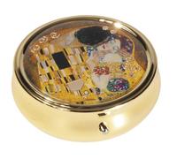 Fridolin Gustav Klimt Le Baiser Boîte à pilules ronde en métal 6 x 2,1 cm