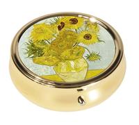 Fridolin Pilulier Rond en métal pour comprimés Motif tournesols