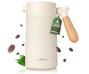 Friedewald® Thermo French Press - Pour café et thé - 1 l/8 tasses - Pour le camping et la maison - Double paroi isolée - Cafetière française - Acier inoxydable - Effet thermique 8h